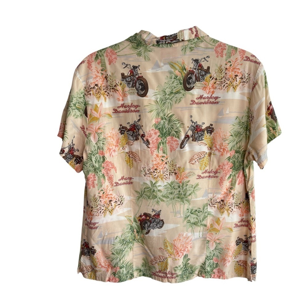 VTG Harley Davidson Tori Richard Hawaiian Shirt Medium Motorcycle Made in USA - Picture 3 of 14